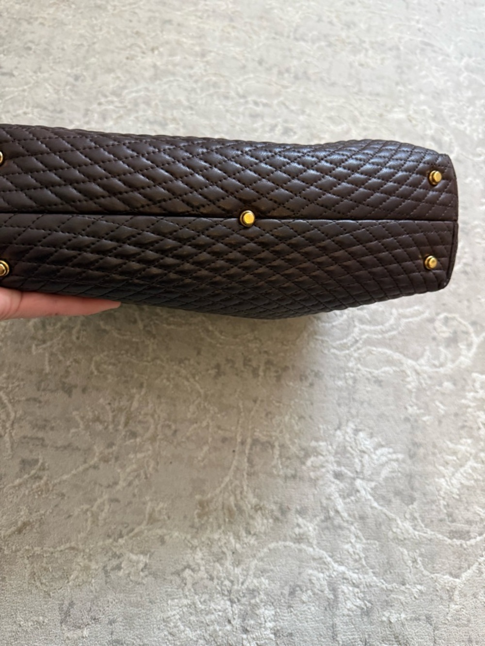 Bally Quilted Leather Satchel 

Dark Brown with Gold Hardware - Picture 7 of 14